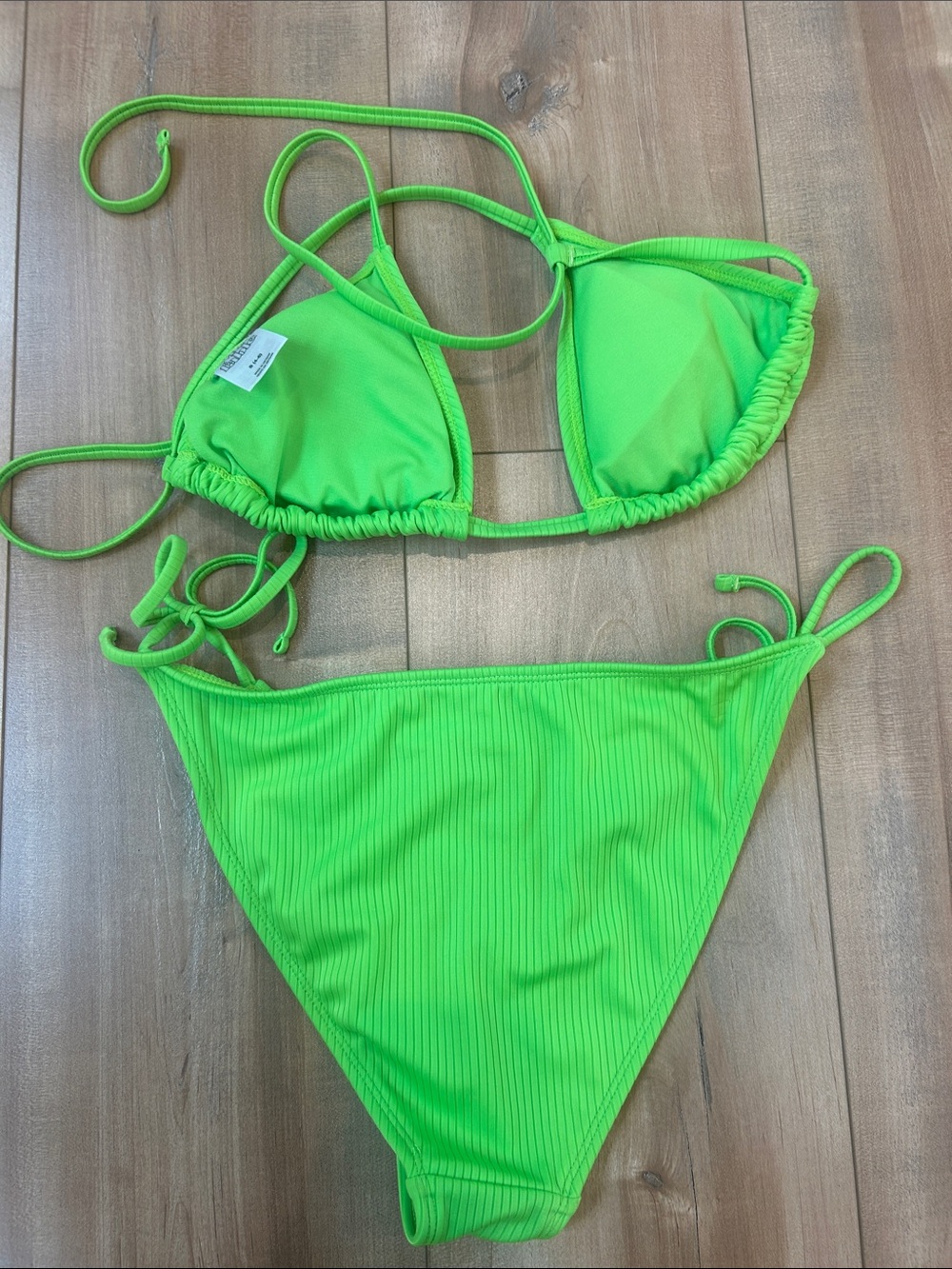 Wild Fable Neon Green Ribbed Triangle Bikini - Picture 3 of 3